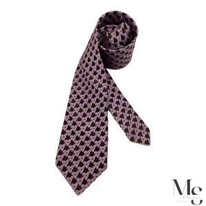 TED BAKER LONDON Black Pink Geometric Silk Tie Hand Made In USA W: 3.5" EX COND